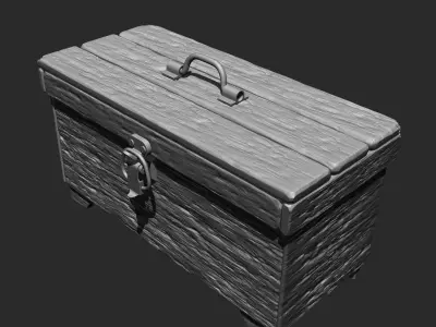 SMALL OLD WOODEN BOX SCLUPTED HIGHPOLY Free 3D model