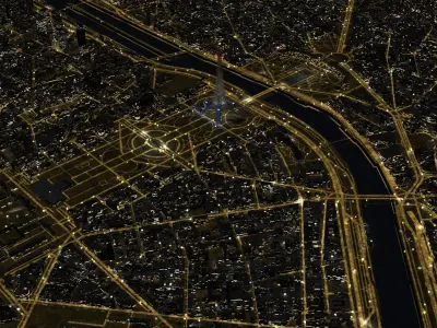 Paris Night Scene 3D model