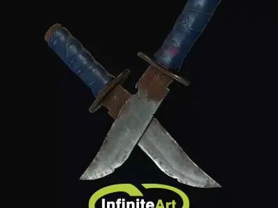 Combat knife 3D model 5