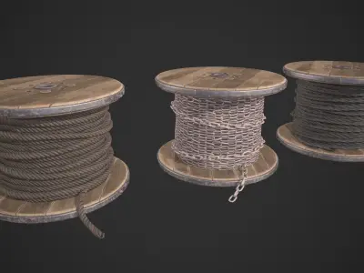 Rope Spool Low-poly 3D model