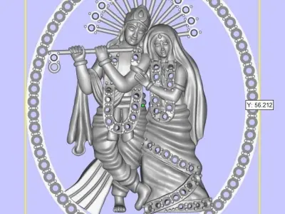 RADHA KRISHNA PENDANT 3D print model