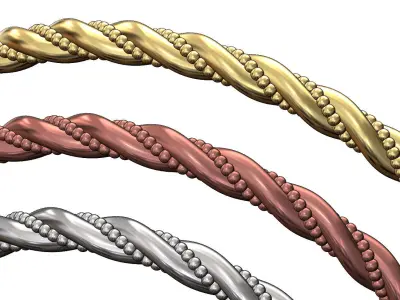 Beaded twisted rope bangle sizes S M L 3D print model