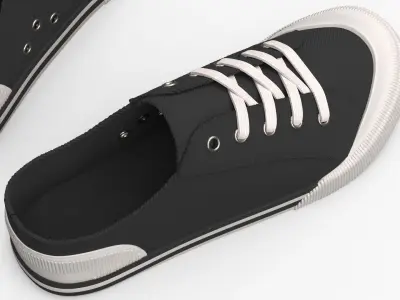  Canvas Low-Top Sneakers with Rubber Toe Cap Black 
