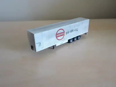 Pre supported H0 1 87 scale box trailer proxy 3D print model