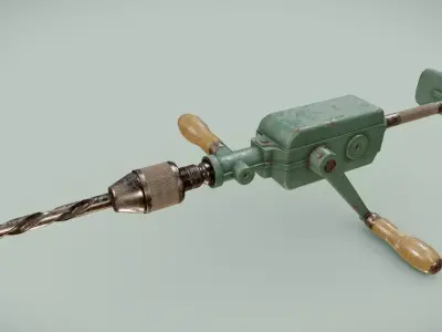 Vintage Peugeot Handdrill Low-poly 3D model