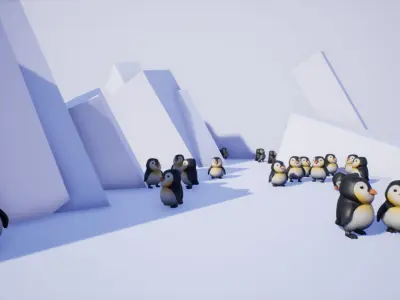 Penguin cartoon Low-poly 3D model