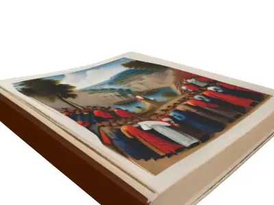 Realistic Open Book Historical Art Low-poly 3D model