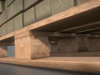 EUR Wood Pallet with Paving Stones  High-Poly   3D model
