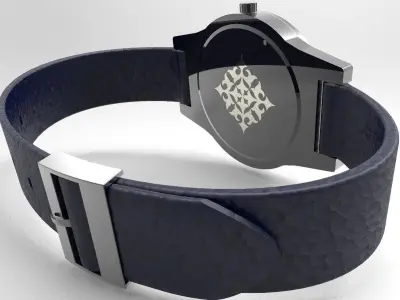 wristwatch watch with gold buckle Low-poly 3D model