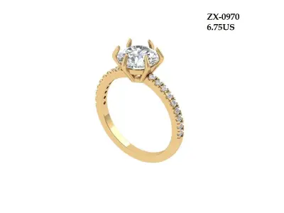 Solitaire Engagement Ring 3D print model 34
