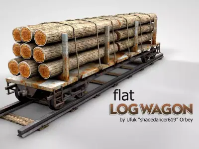 Flat Log Wagon 3D model