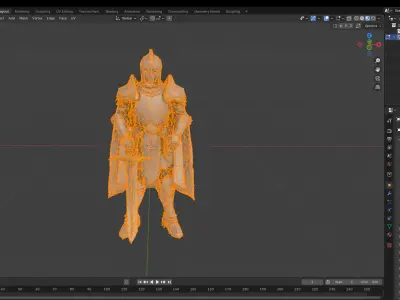 Medieval Knight Standing Guard Low-poly 3D model