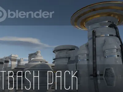 Kitbash pack - Ancient sci-fi city - Blender Low-poly 3D model