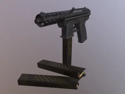 Tec-9 gun with clip Low-poly 3D model
