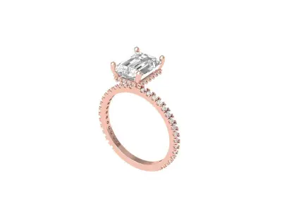 Emerald Solitaire Ring With Hidden Halo 3D print model purchase