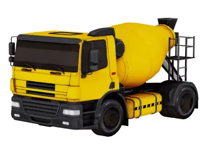Cement Mixer Construction Vehicle 3D model Low-poly 3D model