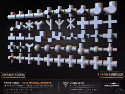50 Hard Surface IMM Junctions Low-poly 3D model