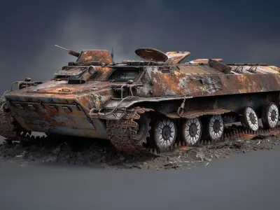 MT-LB Destroyed Low-poly 3D model