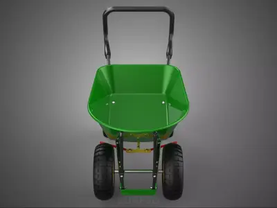 HEAVY DUTY FOUR 4 WHEEL GREEN GARDEN CART WHEELBARROW BRAKE TILT 3D model