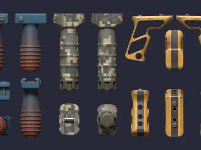 Grips camouflage gun parts Low-poly 3D model