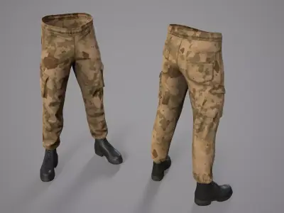Tactical Cargo Pants Boots 01 Low-poly 3D model