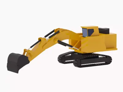 Excavator Construction PC4000 Simplified Low-poly 3D model