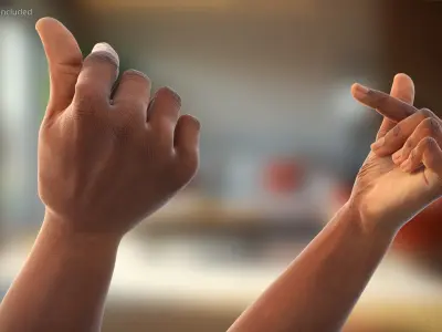 Black Male Hand Pair with Finger Heart Gesture 3D model