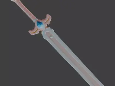 Whimsical Pastel Guardian Sword 3D Model Low-poly 3D model