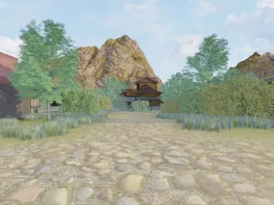 Serene Village Landscape 3D model purchase