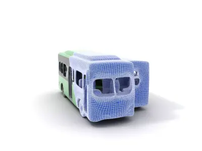 Green Electric Bus model pack Low-poly 3D model