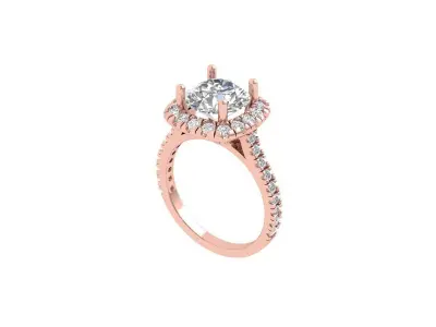Solitaire Engagement Art Deco Ring 3D print model 45