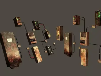 Free Game Ready Fusebox Collection - Clean and Rusty Free low-poly 3D model