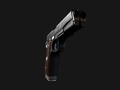 Double Barrel 1911 Low-poly PBR game ready  asset Low-poly 3D model