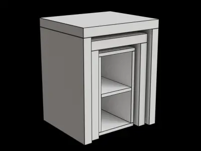 Set Of 3 Rectangle Oak Effect Tables Low-poly 3D model