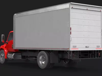 International MV Box Truck Low-poly 3D model