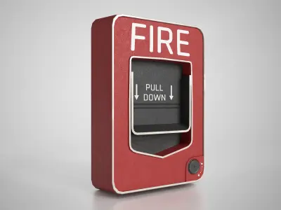 Fire Alarm Pull Station System - gameready Low-poly 3D model