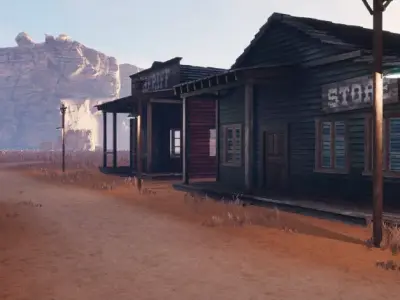 Western City Pack for Unreal Engine 5 Low-poly 3D model