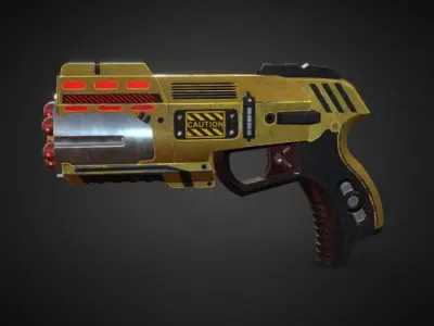 gun six bullets Low-poly 3D model