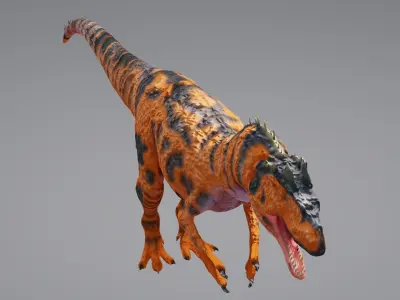 Allosaurus orange and tyrannosaurus dinosaur 3D model