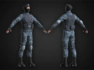 Military Spy Winter Skin Low-poly 3D model