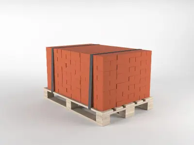 Brick on pallet 3D model 3D model