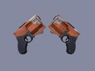 Revolver sci-fi game ready pbr Low-poly 3D model