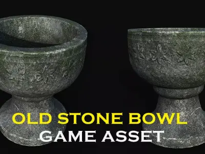 old stone cup game asset  Low-poly 3D model