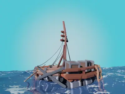 Stylized Ship-2 Low-poly 3D model