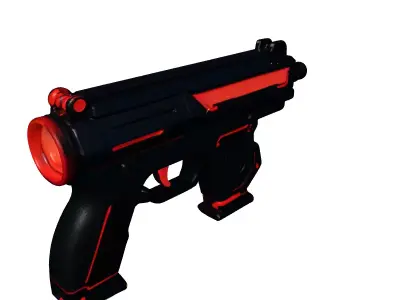Futuristic Blaster Pistol with Red Sight 3D model