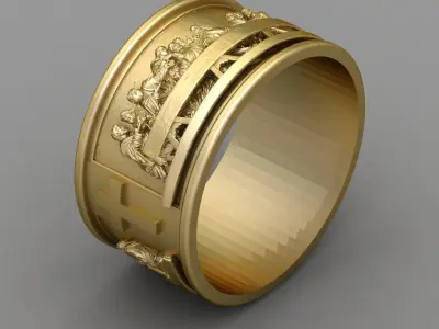 Antique Religious Ring 3D print model