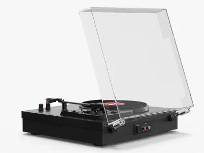 Vinyl Player with Record in Black Wood 3D model