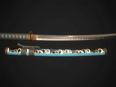 Wakizashi 01 Low-poly 3D model
