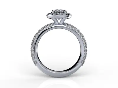 Engagement Ring Halo Settings With Basket Style For Media - SK1  3D model