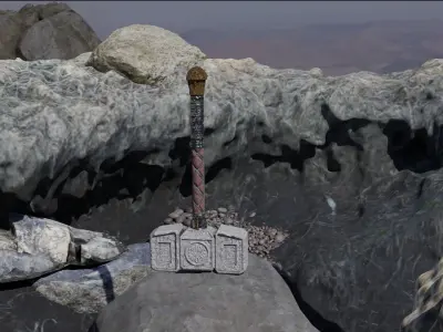 Game-ready stylized war hammer Low-poly 3D model